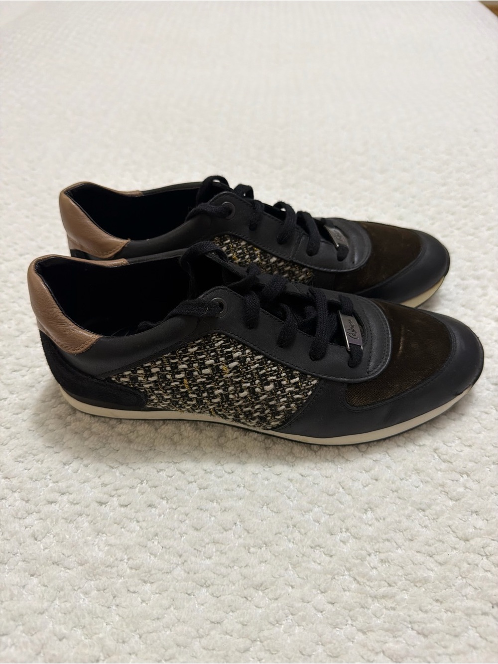 Castañer Low Top Sneakers Leather Velvet Tweet Women’s Size 38